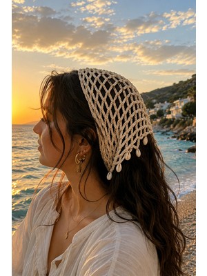 Modex El Örgüsü Bohem Tarzı Deniz Kabuklu File Bandana
