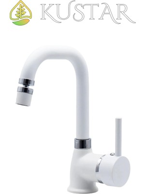 Kustar Varna Beyaz Banyo Lavabo Bataryası 360 Oynar Başlıklı Aç Kapa Sıcak Soğuk