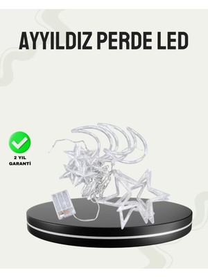 Prizli Yıldız Ay Perde LED Işık Ev ve Organizasyon Dekoru