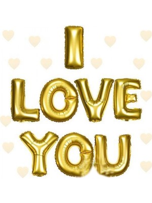 MiraLive I Love You Folyo Balon Altın Renk 35 cm