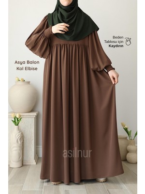 Asilnur Asya Balon Kol Elbise Camel