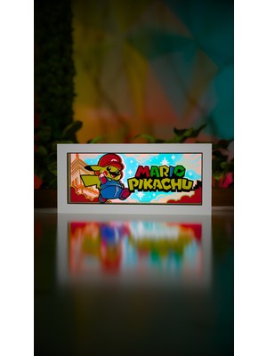 Jade Produck Mario Pikachu LED Işık Kutusu Rgb Kumandalı 3D Dekoratif Gece Lambası 21X10 cm
