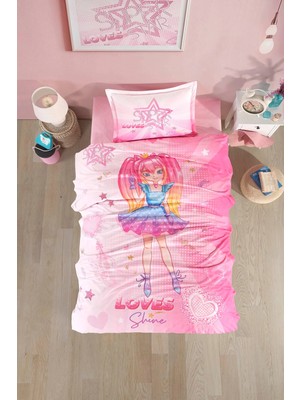 Clasy Ranforce %100 Pamuk Nevresim Takımı Tek Kişilik Shine V1 Pembe