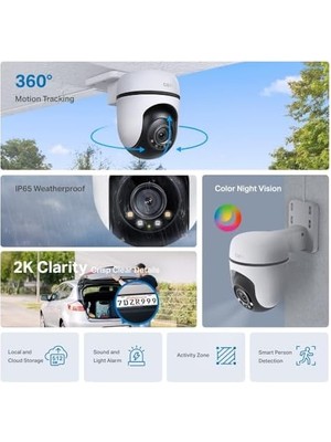 YF Tekstil Ambalaj C510W, 2k Dış Mekan Wi-Fi Güvenlik Kamerası, Hareket Tespit/takibi, 360°, IP65 Su Geçirmez, Renkli Gece Görüşü, Çift Yönlü Ses, Bulut/yerel Depolama, Sesli ve Işıklı Alarm