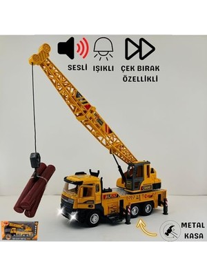 YF Tekstil Ambalaj Giffy/oyuncak Iş Makinesi Sesli Işıklı Çek Bırak Vinç, Kule Vinç ve Kepçe 30 cm Aksesuarlı Kapıları Açılan (Kule Vinç)