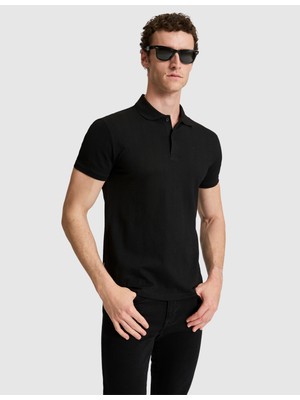 Pierre Cardin Erkek Siyah Slim Fit Düğmeli Polo Yaka Tişört 50321192-VR046