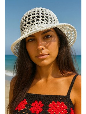Talin Handmade Hasır File Bucket Şapka (Kağıt Ip – Yetişkin Uyumlu)