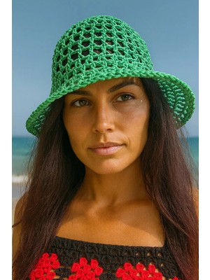 Talin Handmade Hasır File Bucket Şapka (Kağıt Ip – Yetişkin Uyumlu)