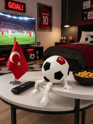 Bezzar Türk Bayraklı Futbol Topu Masa Dekoru