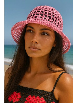 Talin Handmade Hasır File Bucket Şapka (Kağıt Ip – Yetişkin Uyumlu)
