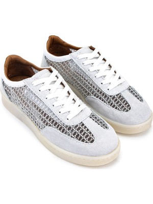 Tamer Tanca Kadın Hakiki Deri Beyaz Sneakers & Spor Ayakkabı 1031 7164 Bn Ayk Y26 Byz Suet/gms Sım/byz