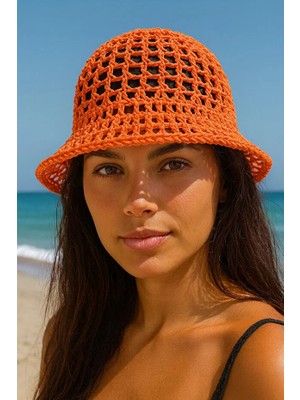 Talin Handmade Hasır File Bucket Şapka (Kağıt Ip – Yetişkin Uyumlu)