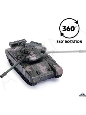 YF Tekstil Ambalaj Oyuncak 2.4ghz Uzaktan Kumandalı Paletli Rc Tank Şarjlı Işıklı Sesli Gövdesi 360° Dönen Askeri Tank