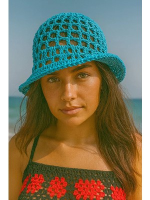 Talin Handmade Hasır File Bucket Şapka (Kağıt Ip – Yetişkin Uyumlu)