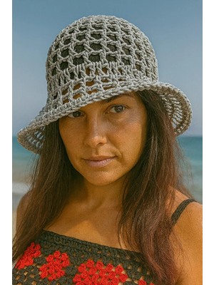Talin Handmade Hasır File Bucket Şapka (Kağıt Ip – Yetişkin Uyumlu)
