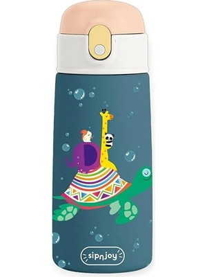 SipnJoy - Sipsquad Çocuk Su Termosu | 480 ml - Turtle Voyage (3 Adet)