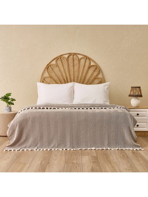 Matmel Soft Econo Çift Kişilik Yatak Örtüsü - Ekru / Kahverengi - 200X220 cm