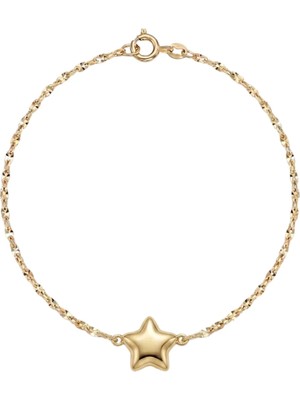 Hakan Mücevherat Yıldızlı Aynalı Model 14 Ayar Altın Minimal Bileklik 0,83 Gram