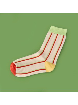 Matmel Soft Çizgili Çorap - Ekru