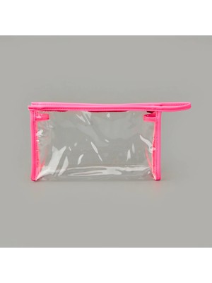 Barnaby Fosforlu Xl Pvc Kozmetik Çantası - Şeffaf / Pembe - 16X26 cm