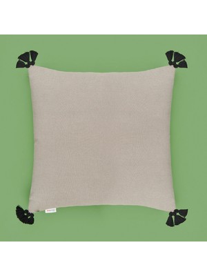 Matmel Soft Anthracite Püskül Detaylı Kırlent - Gri / Siyah - 40X40 cm