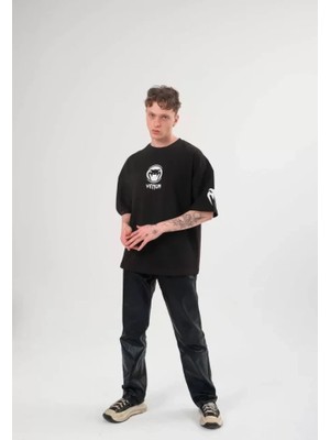 Beruflic Unisex Bisiklet Yaka Baskılı Oversize Tshirt