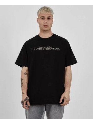 Beruflic Unisex Bisiklet Yaka Baskılı Oversize Tshirt