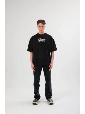 Beruflic Unisex Bisiklet Yaka Baskılı Oversize Tshirt