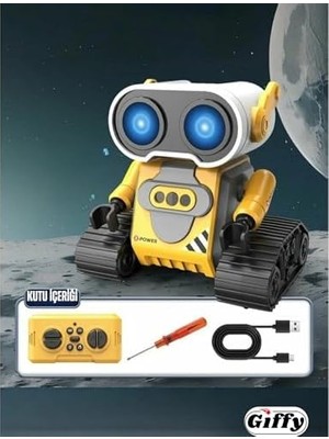 YF Tekstil Ambalaj Giffy/oyuncak Uzaktan Kumandalı El Sensörlü Akıllı Wall-E Dahili Şarjlı Işıklı Sesli Full Fonksiyonlu El Hareketlerini Algılayabilen Farklı Işık Kombinasyonlu Akıllı Rc (Sarı)