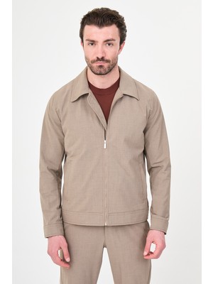 MCR Düz Slim Fit Gömlek Yaka Fermuarlı Erkek Mont Pantolon