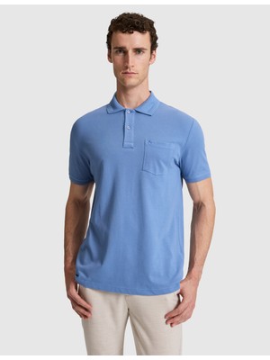 Pierre Cardin Erkek Mavi Regular Fit %100 Pamuk Düğmeli Polo Yaka Basic Tişört 50321144-VR036