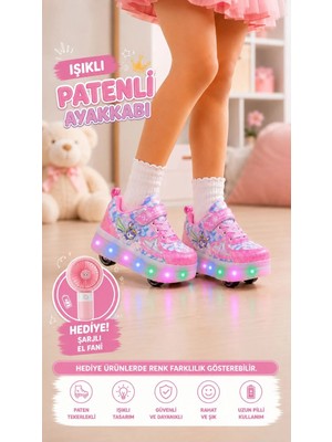 Carby Patenli Işıklı Tekerlekli Çocuk Ayakkabısı – Led, Gizlenebilir Tekerlek