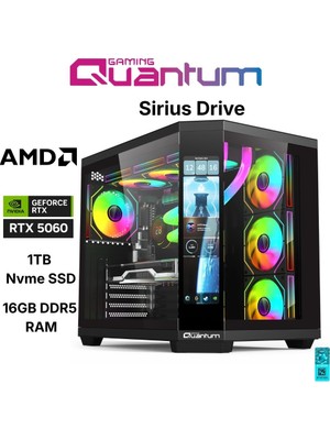 Quantum Gaming Sirius Drive Ryzen 5 7500F 16GB Ddr5 1tb Nvme RTX5060 8gb Masaüstü Oyuncu Bilgisayarı