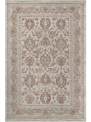 Saraz Halı Buhara 0750 Bej Serisi Vintage Modern Eskitme Etnik Desenli Otantik Salon Halısı