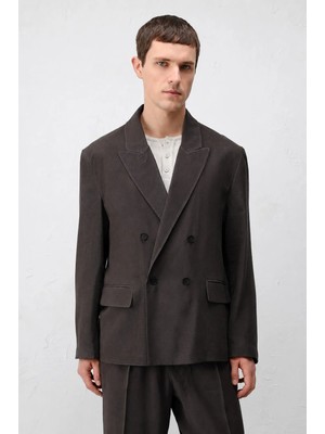 Antioch Koyu Kahve Modal Karışımlı Relaxed Fit Erkek Blazer Ceket
