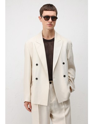 Antioch Krem Modal Karışımlı Relaxed Fit Erkek Blazer Ceket