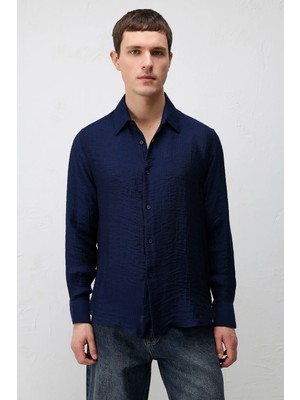 Antioch Lacivert Crinkled Relax Fit Erkek Gömlek