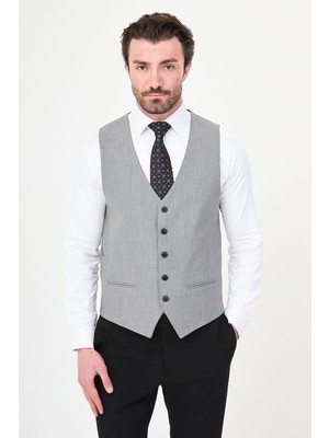 MCR Çizgili Slim Fit Klasik Erkek Yelek