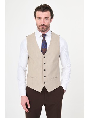 MCR Çizgili Slim Fit Klasik Erkek Yelek