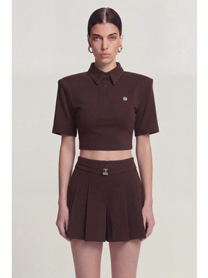 Holly Lolly Vatkalı Polo Yaka Carolyn Tshirt Kahve
