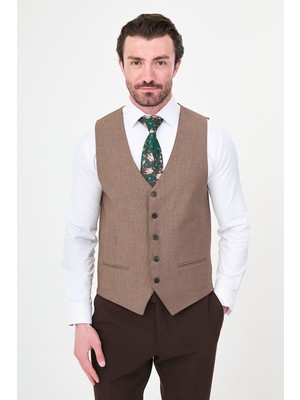 MCR Çizgili Slim Fit Klasik Erkek Yelek