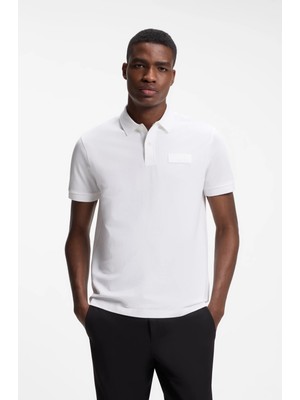 Boss Erkek Normal Kesim Logo Etiketli Nefes Alabilen Pamuklu Pike Kumaş Kısa Kollu Beyaz Polo Yaka T-Shirt 50565163-100
