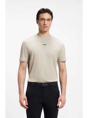 Boss Erkek Normal Kesim Esnek Pamuk Karışımlı Dokuma Kumaş Kısa Kollu Bej T-Shirt 50564108-272