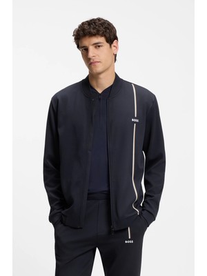 Boss Erkek Normal Kesim Nem Yönetimi Özellikli Esnek Gabardin Kumaşlı Lacivert Sweatshirt 50563352-402