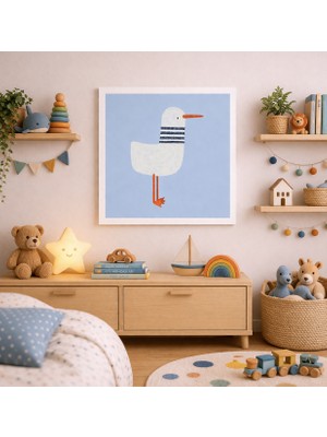 JHAAR Sevimli Martı Çocuk Odası Çerçeve Görünümlü Mdf Tablo - 25X25 cm