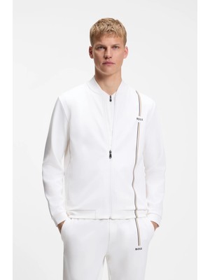 Boss Erkek Normal Kesim Nem Yönetimi Özellikli Esnek Gabardin Kumaşlı Beyaz Sweatshirt 50563352-100