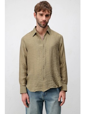 Antioch Haki Crinkled Relax Fit Erkek Gömlek