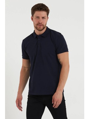 Polo State Erkek Regular Fit Polo Yaka Nakışlı T-shirt  Lacivert
