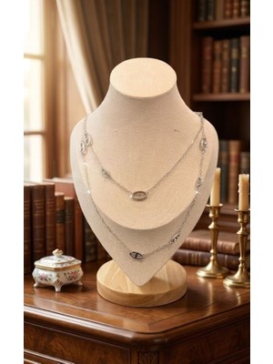 Gmn Collection Hrms Chaine Dancre Motifli Farandole Model Ithal Altın Kaplama Gümüş Renk Uzun Kolye