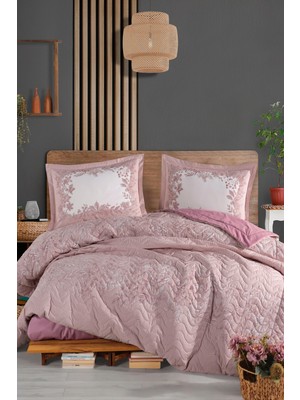 Clasy Ranforce %100 Pamuk Çift Kişilik Dört Mevsim Set Serel V1 Pembe
